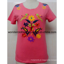 Mulheres Moda Hotsale Algodão Redondo T-shirt